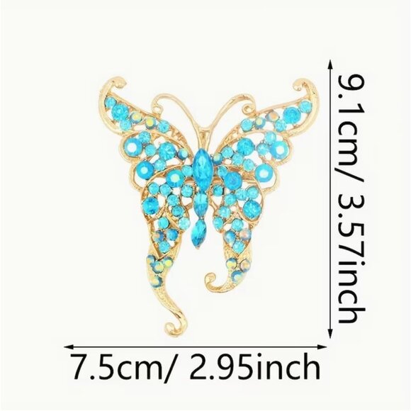 Betsey Johnson Yellow Crystal Butterfly Brooch Gold Tone - Picture 2 of 2